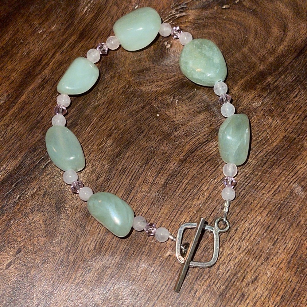 Artisan Organic Sterling Silver Quartz & Crystal Toggle Bracelet NEW